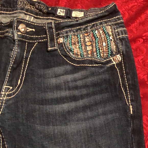 Miss Me Sz 29 bootcut with sequin embellished front and back pockets, gorgeous!! - Picture 8 of 17